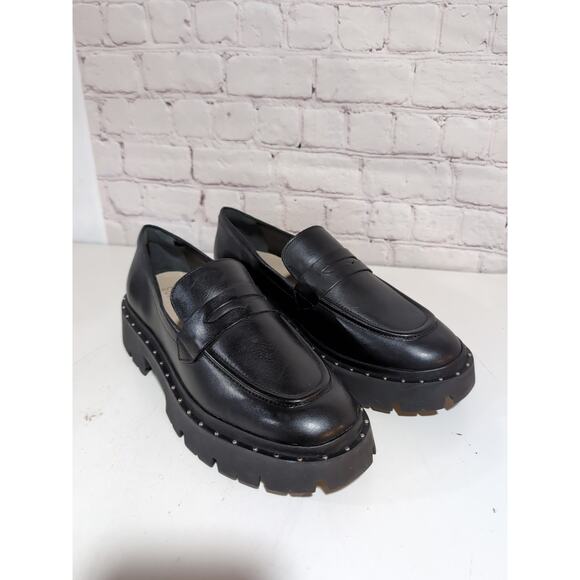 Schutz Christie Studs Chunky Lug Soles Black Leather Penny Loafer Sz 9.5 $168 - Picture 6 of 13